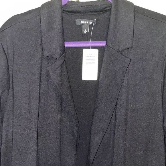 NWT TORRID Women's Longline Open Front Black Blazer - Picture 7 of 16